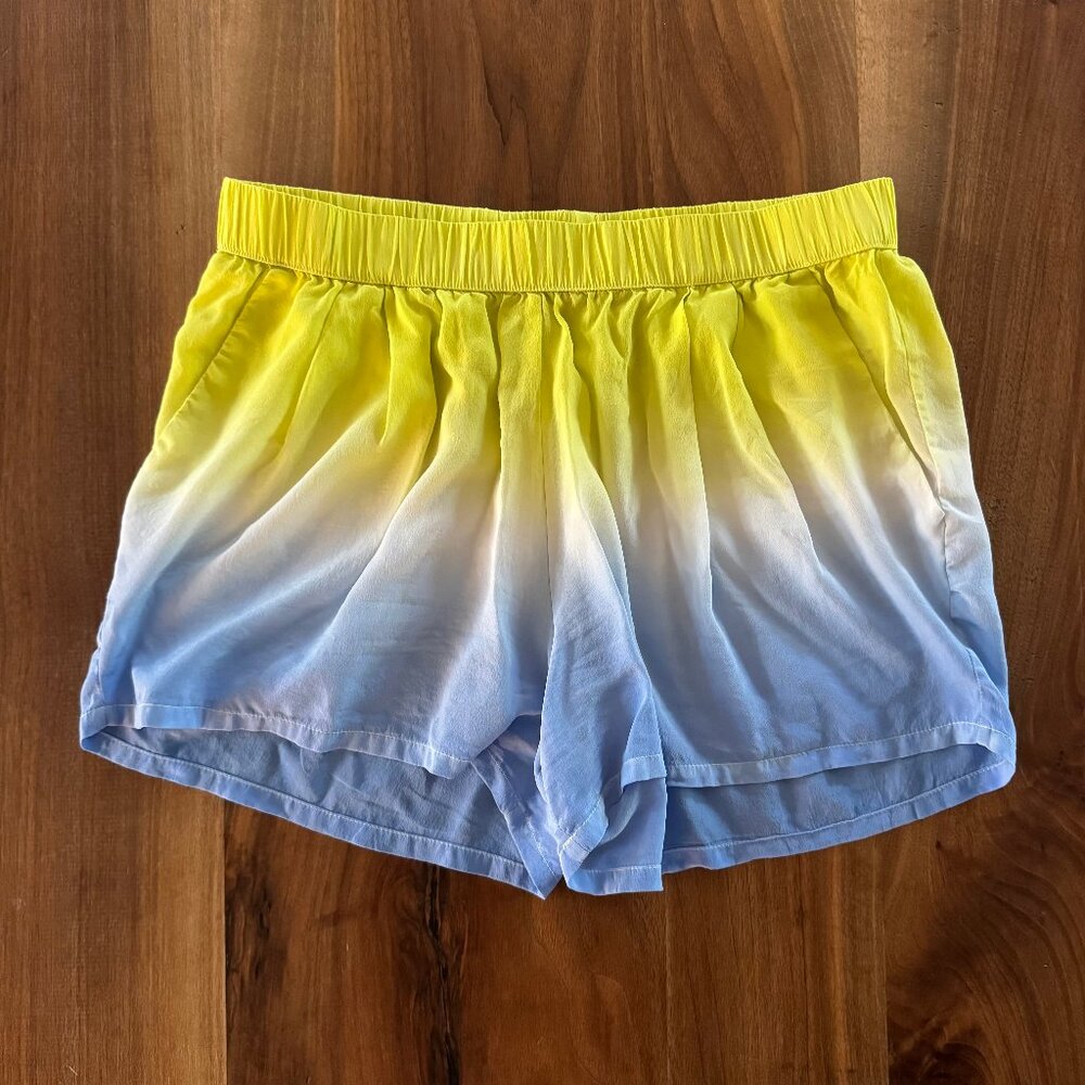 Gypsy 05 yellow and blue silk umbre shorts
